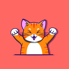 Fototapeta premium cute happy cat cartoon design premium vector