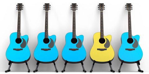 Fototapeta premium Set of acoustic guitar isolated on white background.