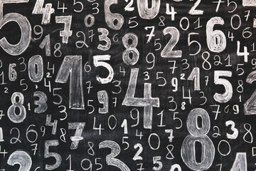 Background of numbers. from zero to nine. Numbers texture. Finance data concept. Mathematic. Seamless pattern with numbers. financial crisis concept. Business success.