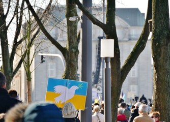 Plakat mit Friedenstaube für Ukraine