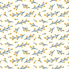 Seamless pattern with spring mimosa in pastel colors