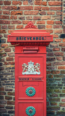 Red post box in Deventer The Netherlands