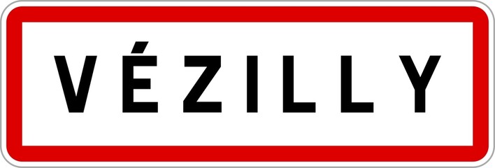 Panneau entrée ville agglomération Vézilly / Town entrance sign Vézilly