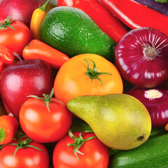 Beautiful background from various fruits and vegetables.