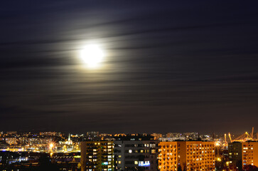 the night sky over city, Gdynia, Poland