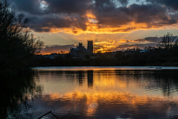 Sunset behind Ely Cathedral, from Roswell Pits, 6th March 2022