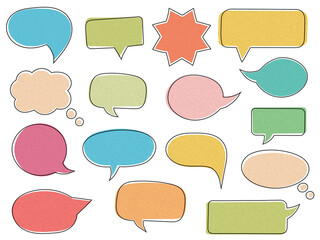 Blank colored speech bubbles with black frames