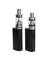 Electronic cigarettes on white background. Smoking alternative