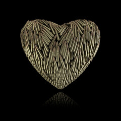 Bullet Valentine rifle - 3D illustration of long gun ammunition forming heart shape isolated on black - 492436591