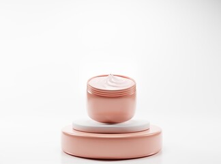 face cream on a pink podium. Mockup 3d illustration