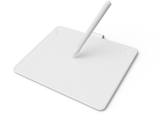 Graphic tablet and pen for illustrators, designers and photographers on white