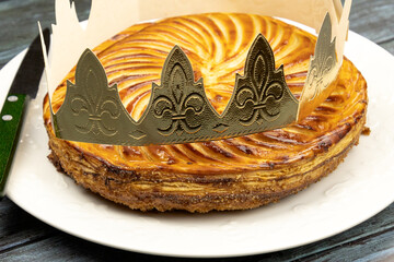 galette des rois, king's epiphany cake with a crown