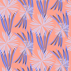 Vector seamless half-drop pattern, with leaves and flowers