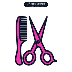 Barber scissors and comb icon symbol template for graphic and web design collection logo vector illustration