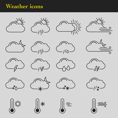 Business people icons set, weather icons set, cloud, sun, rain, set, vector, icons