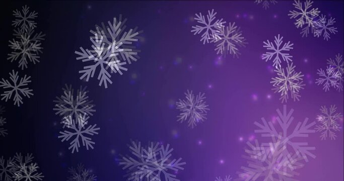 4K looping dark purple animation in Christmas style. Quality abstract video with colorful Christmas symbols. Clip for holyday commercials. 4096 x 2160, 30 fps.