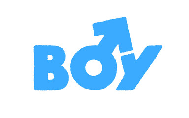 Boy text with gender male sign hand drawn style vector illustration