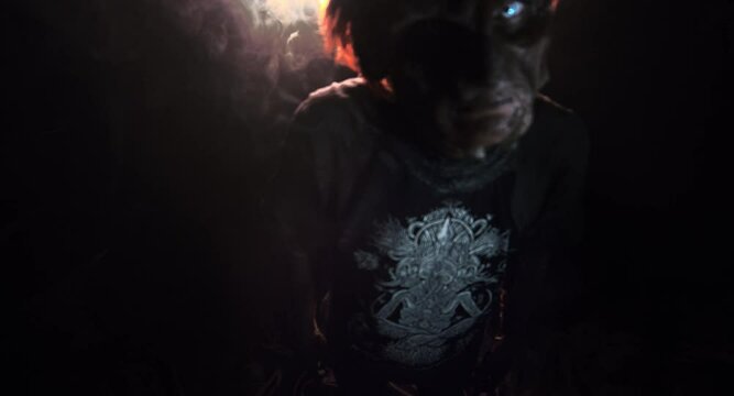 scary sorcerer in smoke. voodoo rite