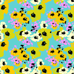 blue seamless pattern with flowers