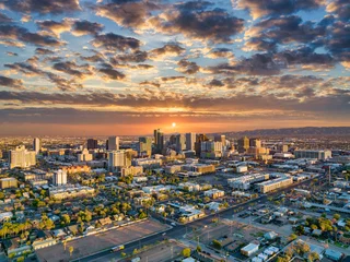 Afwasbaar Fotobehang Arizona Phoenix, Arizona, VS Downtown Skyline-antenne