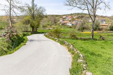 a paved road at Gosendinho village (Gosende), Castro Daire, district of Viseu, Portugal 