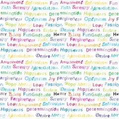 Garden poster Positive Typography Seamless typography with positive feelings words