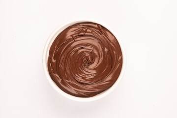 melted hazelnut cream chocolate top view isolated