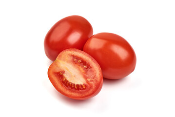 Cherry tomatoes, isolated on white background.