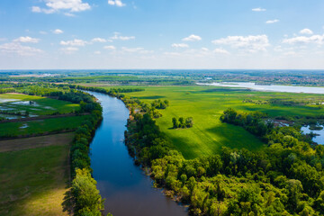 Aerial photo about the famous backwater of Tisza river, next to Toserdo. Hungarian name is Lakiteleki-Holt-Tisza.