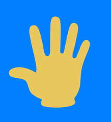 Ukrainian color yellow hand symbol on blue background