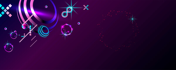 Futuristic new trend abstract circular geometric background neon star style cyberpunk cyber style. Circular geometric centric motion