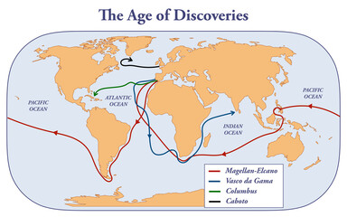 Major voyages during the Age of Discoveries - obrazy, fototapety, plakaty