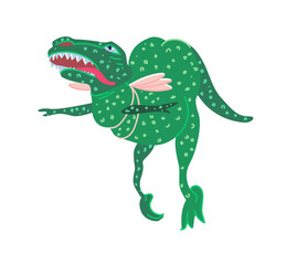 Vector illustration a tyrannosaurus with pink wings