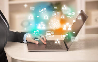 Young person surfing on social media network