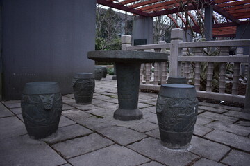 table and stools made by stone
