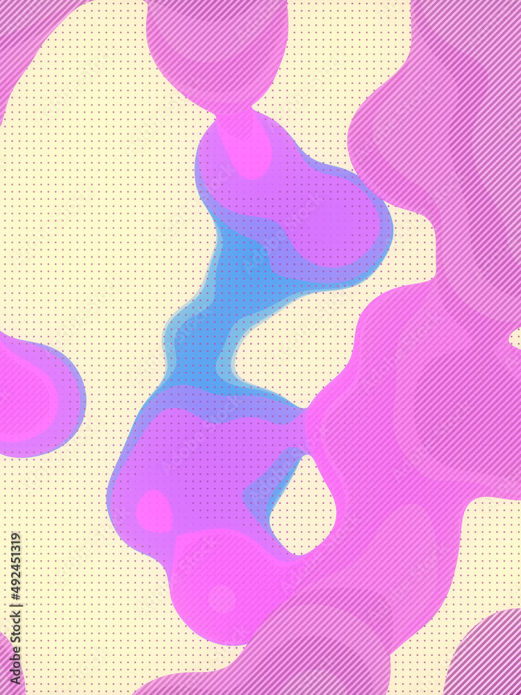 Poster flat holographic flowing liquid drops. modern digital illustration with smooth shapes. gradient comp