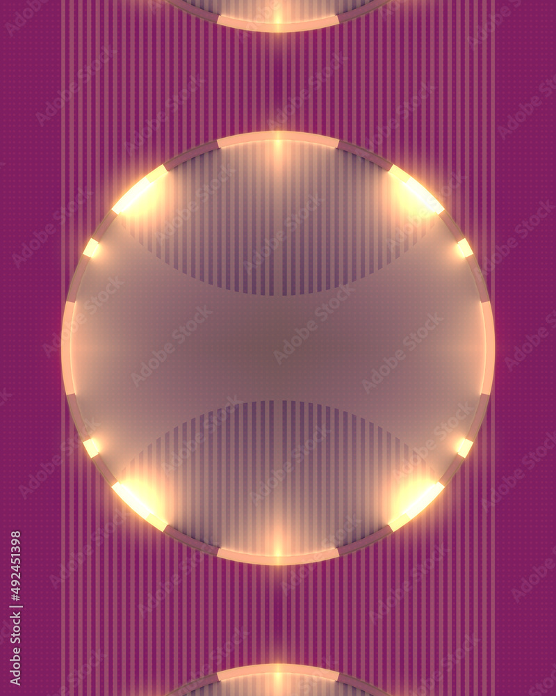 Poster Abstract rounded geometric composition with a ring of light in the center. 3d rendering digital illustration