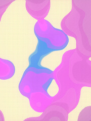 Fototapeta na wymiar Flat holographic flowing liquid drops. Modern digital illustration with smooth shapes. Gradient composition 3d rendering