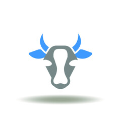 Vector illustration of cow farming. Symbol of dairy farm. Icon of cows meat beef production.