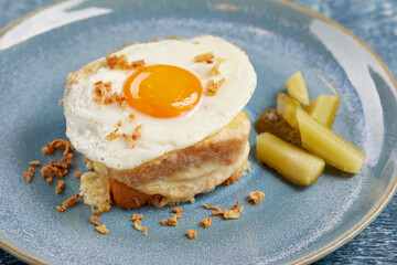 breakfast with fried egg and cheese