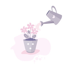 Drawing of a houseplant.  Watering the plant.