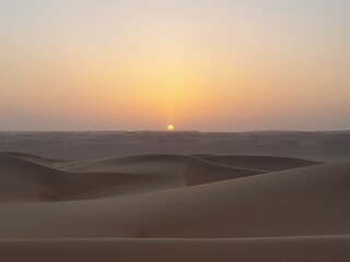 Fototapeta na wymiar Sunset Wahiba Sand Dunes, Oman