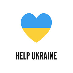 Help Ukraine. Ukrainian flag shape of heart concept of peace in Ukraine