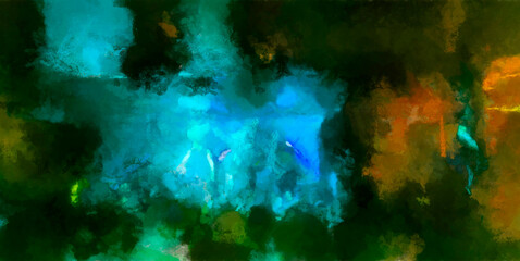 green orange blue watercolor background abstraction water stains