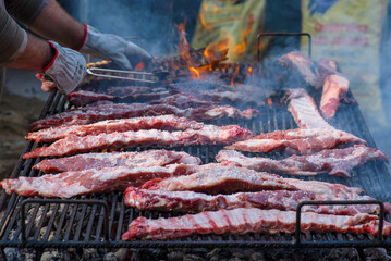 pork ribs on the grill