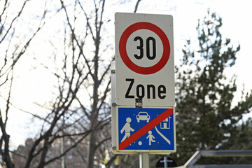 30 km/h-Zone in Wien, Österreich, Europa