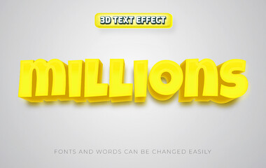 Millions yellow 3d editable text effect style