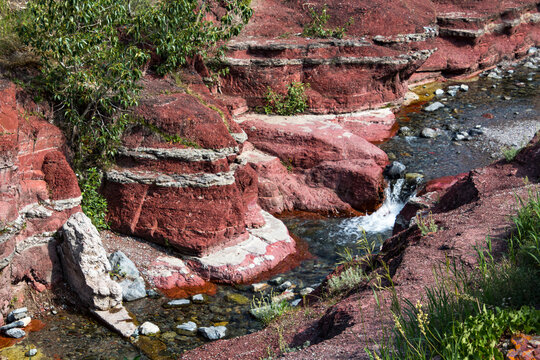 Red rock canyon in Waterton Lakes National Park Alberta Canada