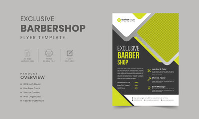 Editable barbershop flyer design with unique and creative beauty salon hair cutting and spa business flyer
