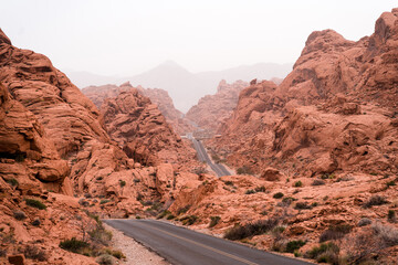 Road view in Valley of Fire Nevada State Park